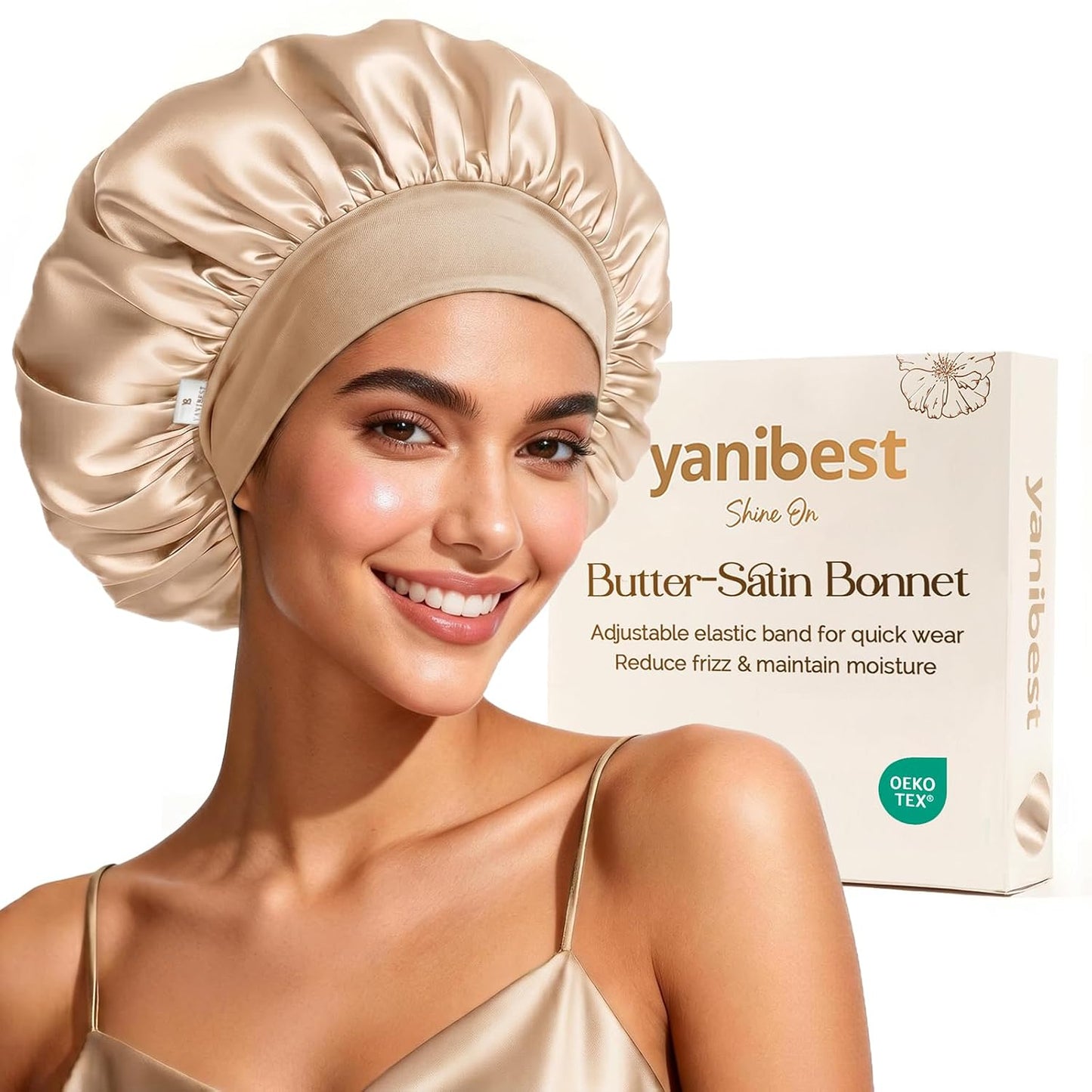 YANIBEST Silk Bonnet for Sleeping Women, Double Layer Hair Satin Bonnets with Elastic Band, Sleep Cap Curly Natural Hair