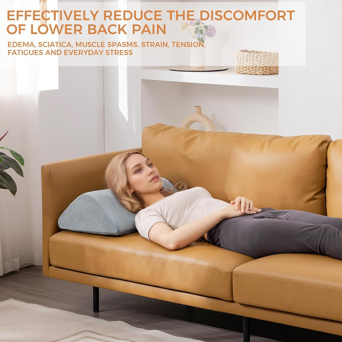 Knee Wedge Pillow for Post-Surgery Recovery-Leg Elevation Support for Sleep Position, Alleviating Lower Back & Hip Pain Enhancing Circulation in Ankles Legs Triangle Pillow with Removable Cover