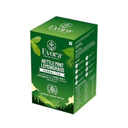 EVORA Nettle Leaf, Mint and Lemongrass Tea - 30 Ayurvedic Herbal Tea Bags