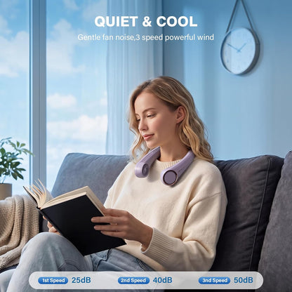 Morelax Neck Fan, USB Rechargeable Personal Fan,Hand Free Bladeless Portable Fans,4000 mAh, 3 Speeds,72 Air Faster softer 360° Cooling, Ultra Quiet,Gift Suitable for Home, Office, Travel, Sports