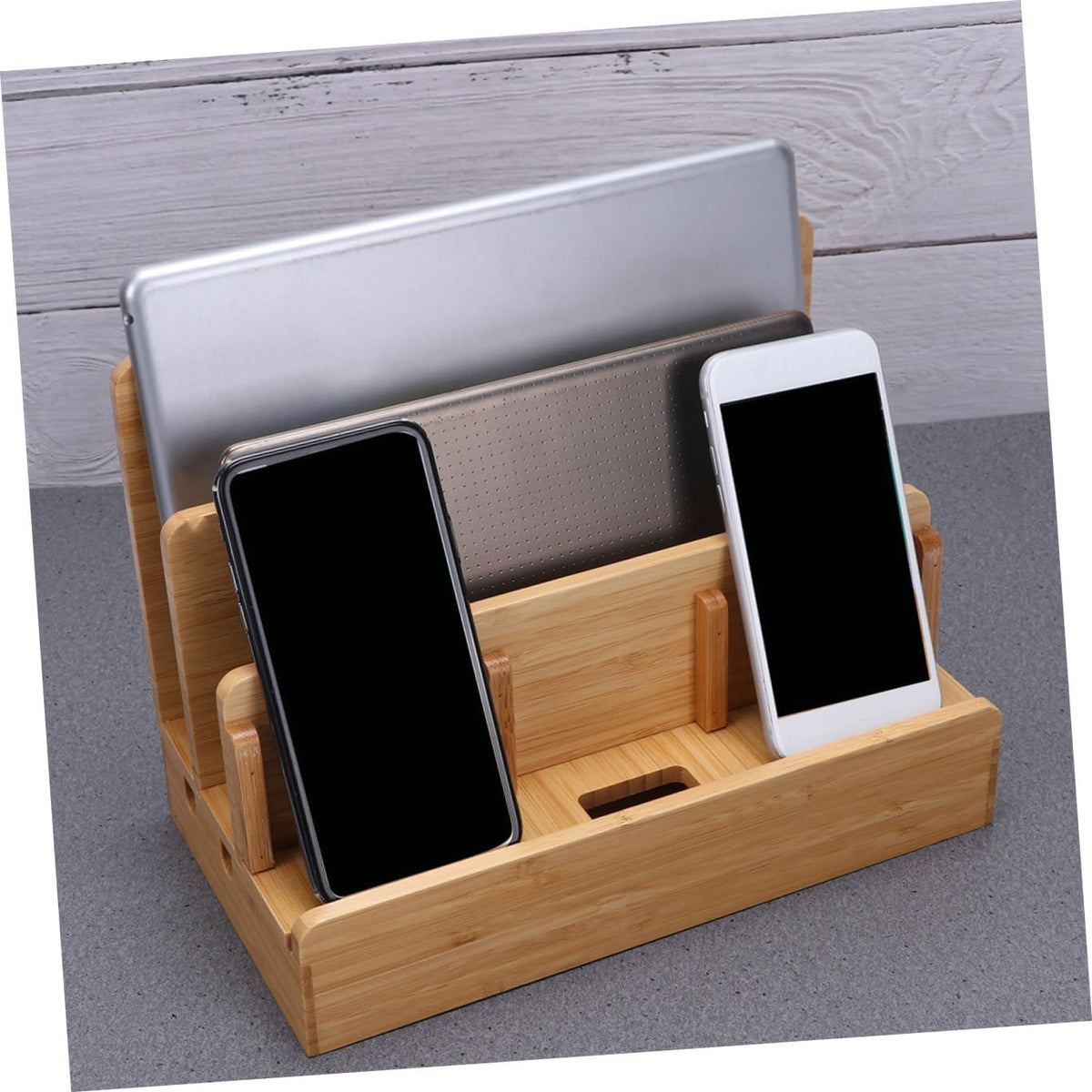 NUOBESTY Bamboo Phone Charging Station Dock Organizer for Multiple Devices