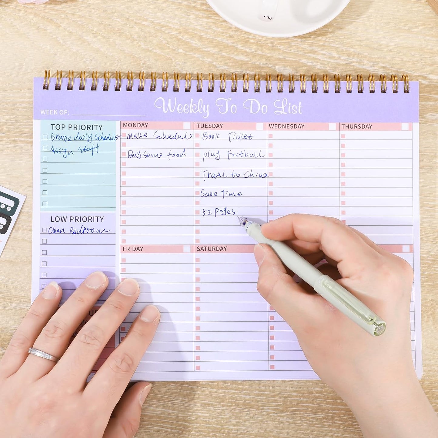 Thboxes Weekly To Do List Notepad, 8.5"x11" Desk Planner 52 Sheets, Green | 100GSM Paper Undated Habit Planner, Productivity Organizer Notepad, for Home School Office Work, Travel, College Essentials