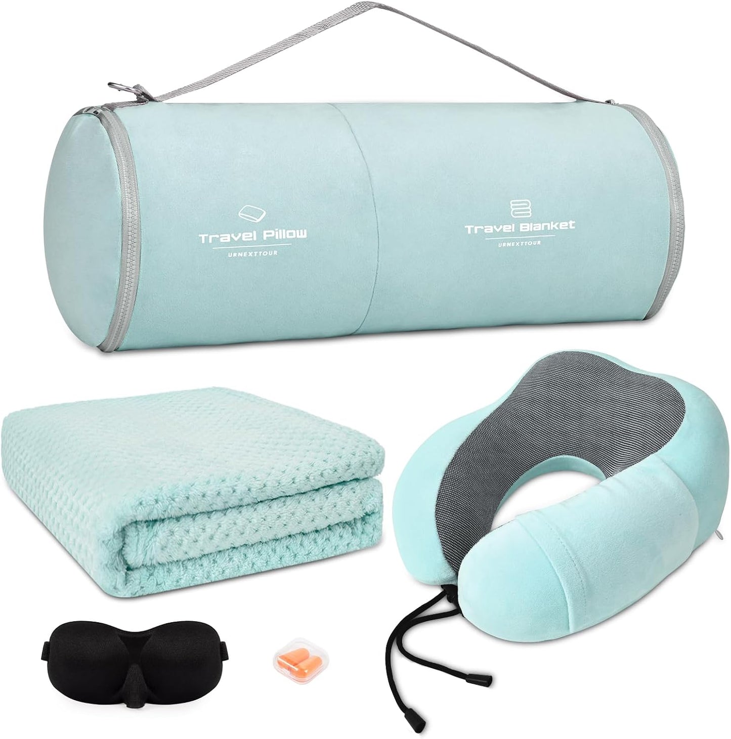 urnexttour Travel Pillow and Blanket Set Neck Pillow Airplane Foam Black