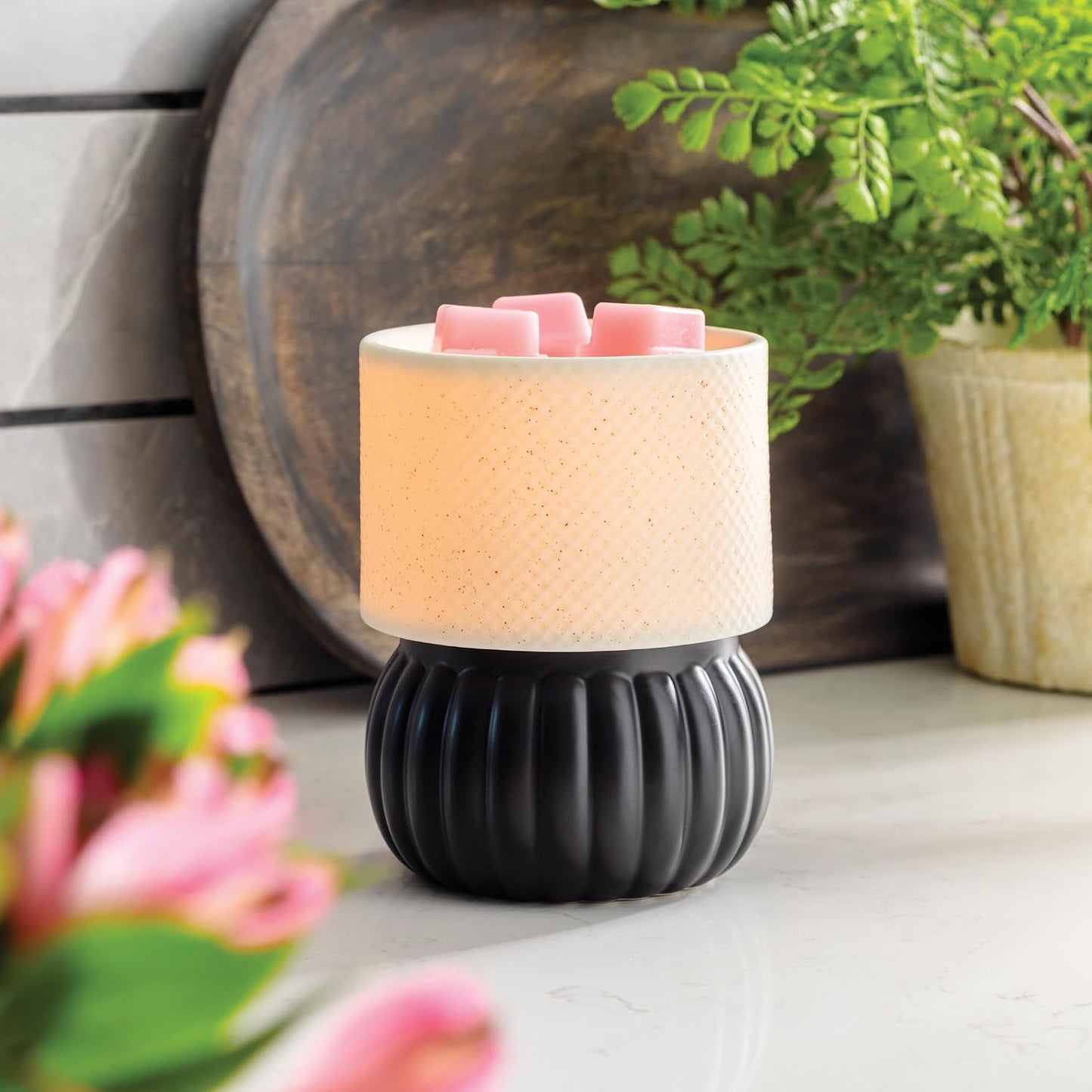 Candle Warmers ETC. Illumination Fragrance Warmer- Light-Up Warmer for Warming Scented Candle Wax Melts and Tarts or to Freshen Room, White Harmony