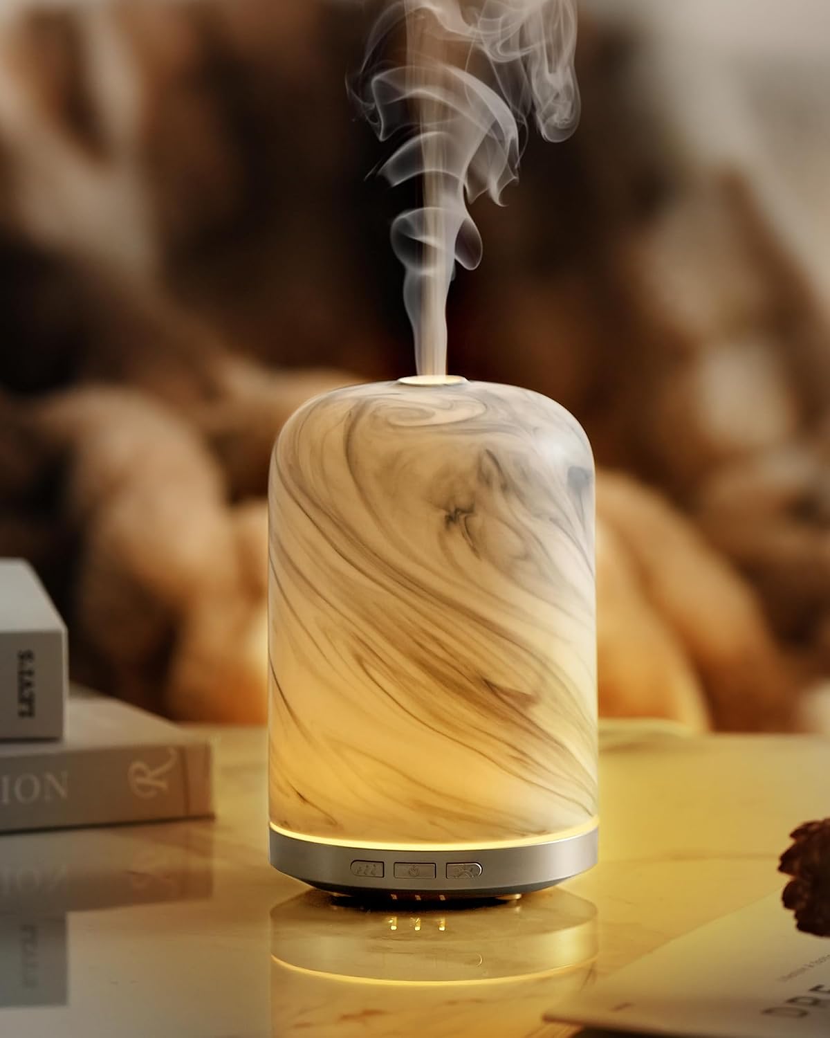 Essential Oil Diffuser - 2.4MHz Ultrasonic Glass Diffuser with Pulse/Continuous Mist & Night Light, Waterless Auto-Off, Silent Aromatherapy Diffuser for Home, Office, Yoga, Spa, Gifts & Home Decor.