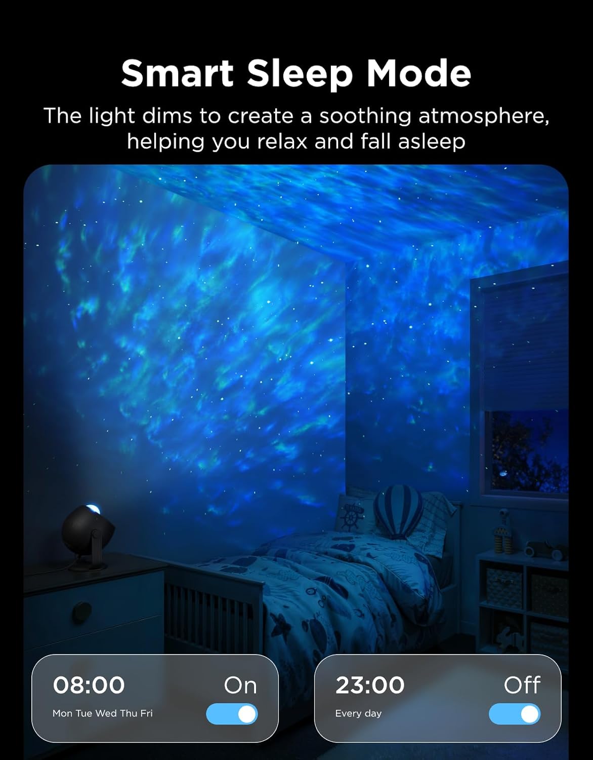 Govee Star Light Projector with 3 Aurora Flowing Effects, Works with Matter, Alexa and Google Assistant, 52 Scene Modes, 18 White Noise Options, LED Night Light Projector for Bedroom, Without Plug