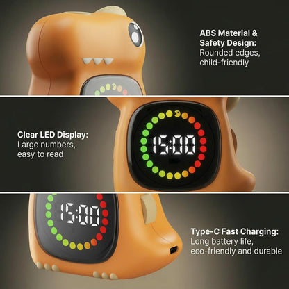 Visual Timer for Kids 99 Minute Digital Potty Training Timer for Homeschool | Dual sound; Dinosaur Look; Long Battery Life
