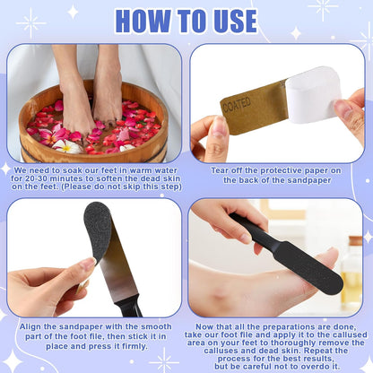 Mudder 2 Pieces Stainless Steel Pedicure Foot File Callus Remover Foot Scrubber Rasp with 20 Replaceable Coarse/Fine Double Side Reusable Pads for Care Cracked Skin Callus Remover Tool(Silver)