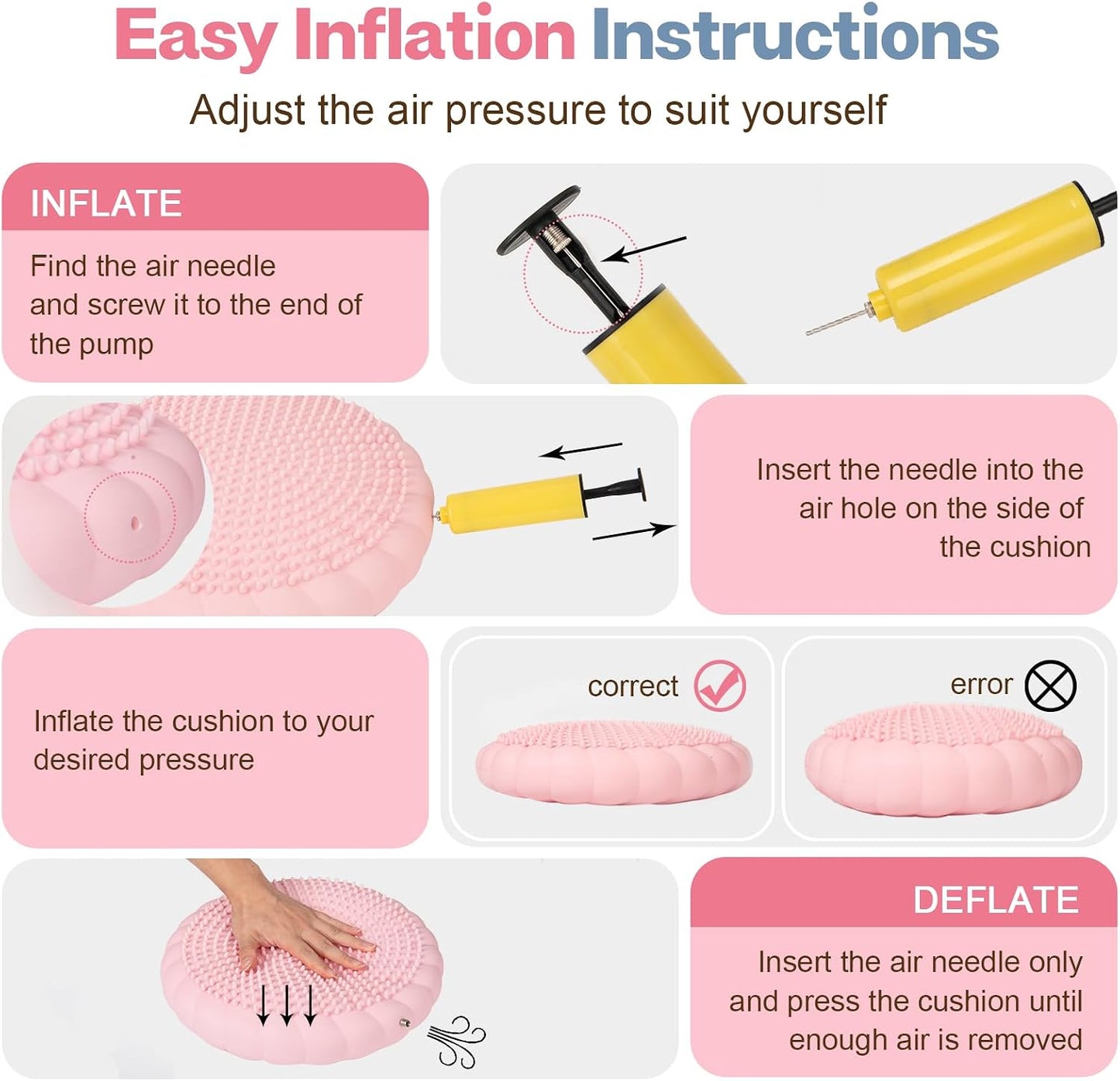 kisnbld Wobble Cushion, Extra Thick Wiggle Seat for Sensory Kids, Non-slip Balance Disc with Inflation Pump for Adults Core Strength, Posture Improvement & Physical Therapy (13.5in/34cm)