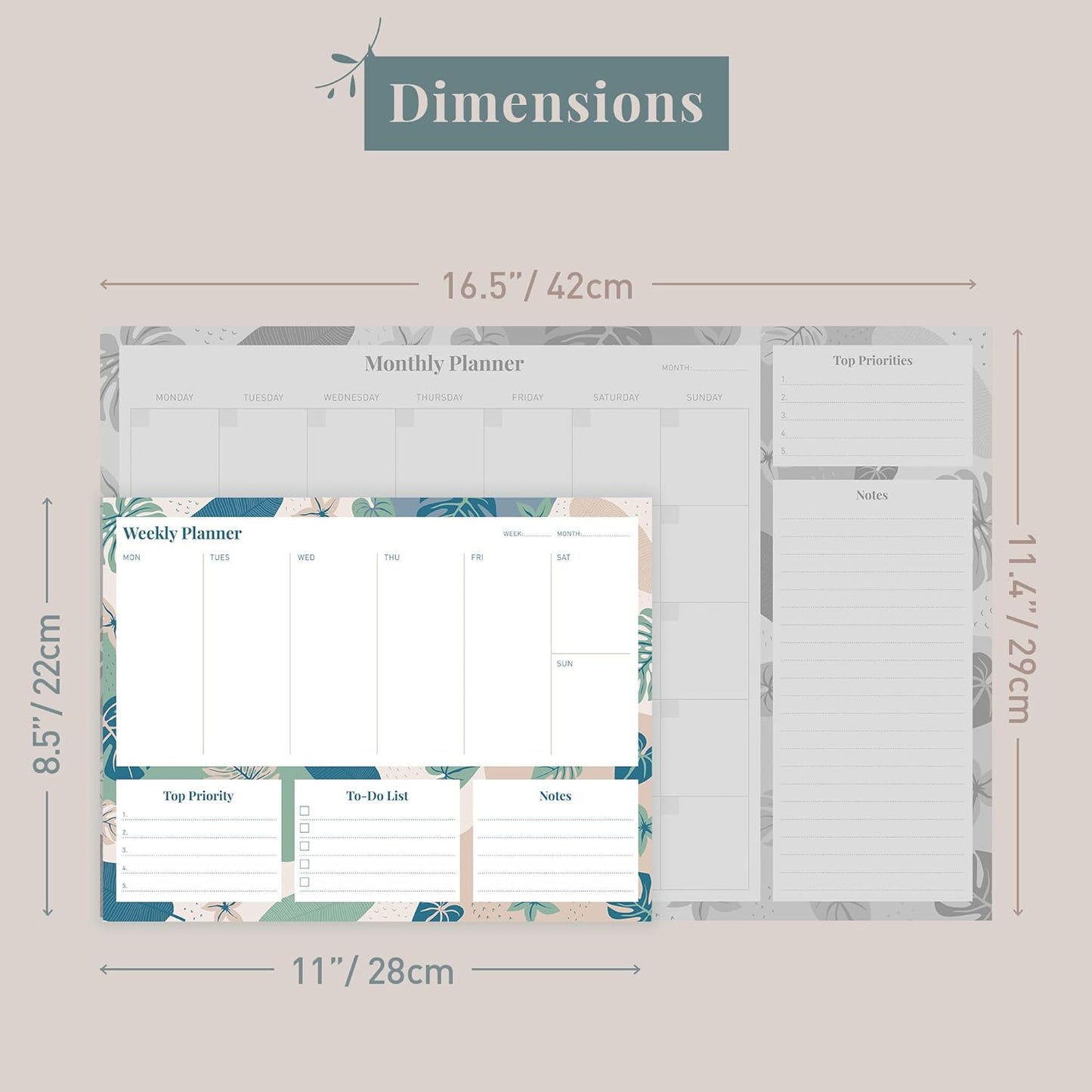 Riley's Weekly Planner Pad, Calendar Tear Off, Desk Organizer, To Do List Notepad, Undated Daily Planner 11" x 8.5"