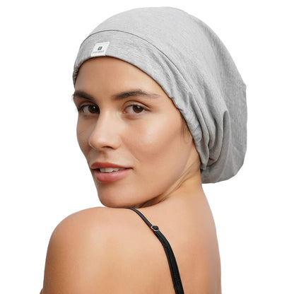 YANIBEST Hair Cover Bonnet Satin Sleep Cap - Adjustable Stay on Silk Lined Slouchy Beanie for Night Sleeping Surgical Hats Pure Black