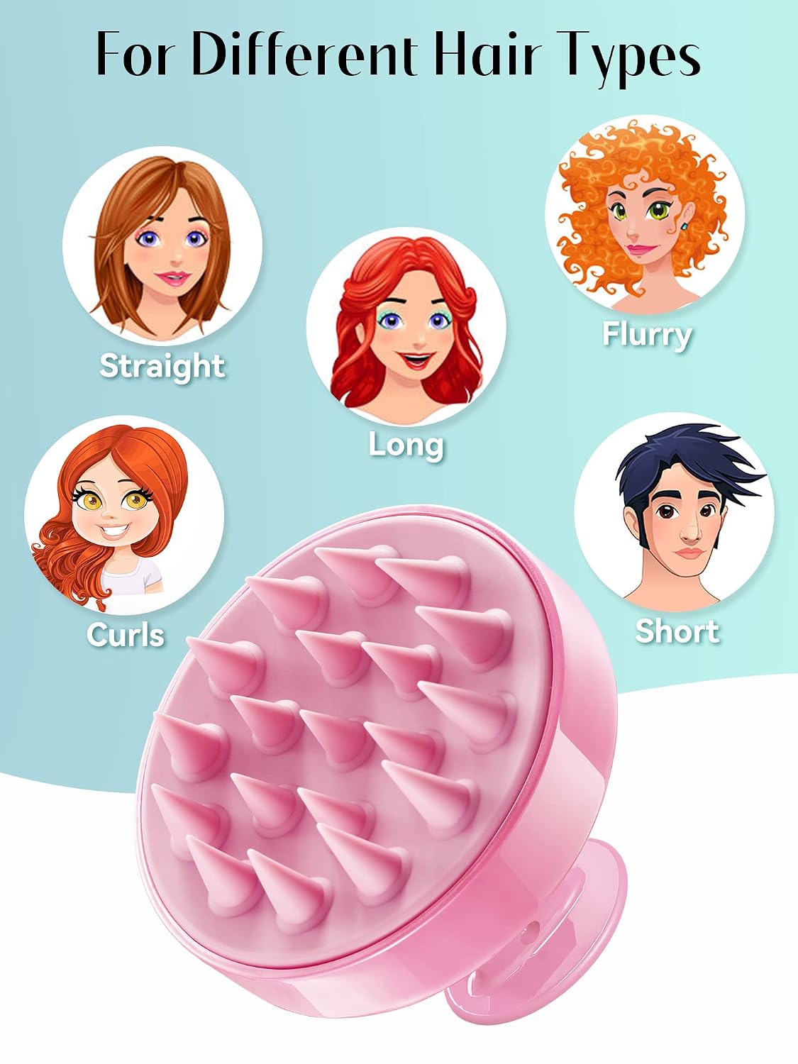 HEETA Scalp Massager Hair Growth, Soft Silicone Scalp Scrubber Shampoo Brush for Exfoliation, Dandruff Removal Head Massage Stress Relax, Wet & Dry Use for Thick Thin Curly Hair Care, Black