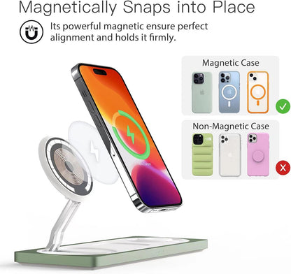 PETINO 3 in 1 Wireless Charging Station for Apple Devices with MagSafe