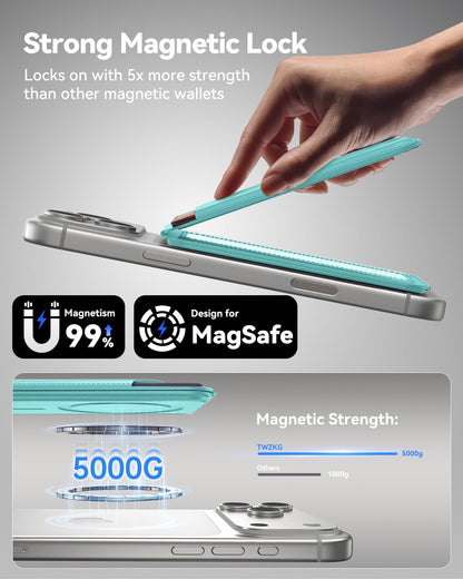 TWZKG for MagSafe Wallet, Works with Apple Find My,5 Card Holder with Stand