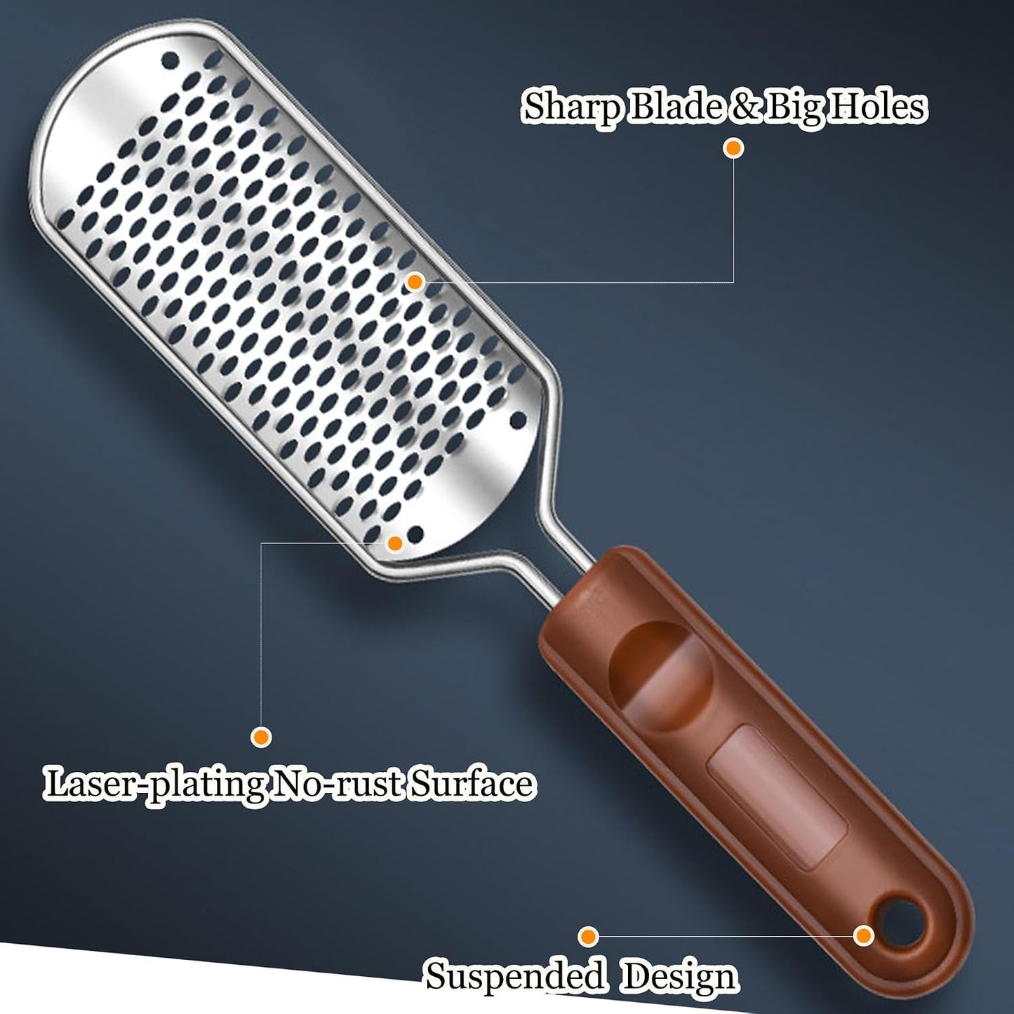 Foot Rasp Foot File, 2 Pcs Stainless Steel Pedicure Callus Remover for Feet, Professional Foot Care Tools for Pedicure to Removes Hard Skin Corns for Dry and Wet Feet