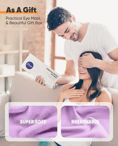 Heated Eye Mask, Cordless Warm Eye Compress for Dry Eyes Blepharitis, Light Blocking Heat Eye Mask for Men Women, 1000mAh Rechargeable Battery and Washable Cover (Black)