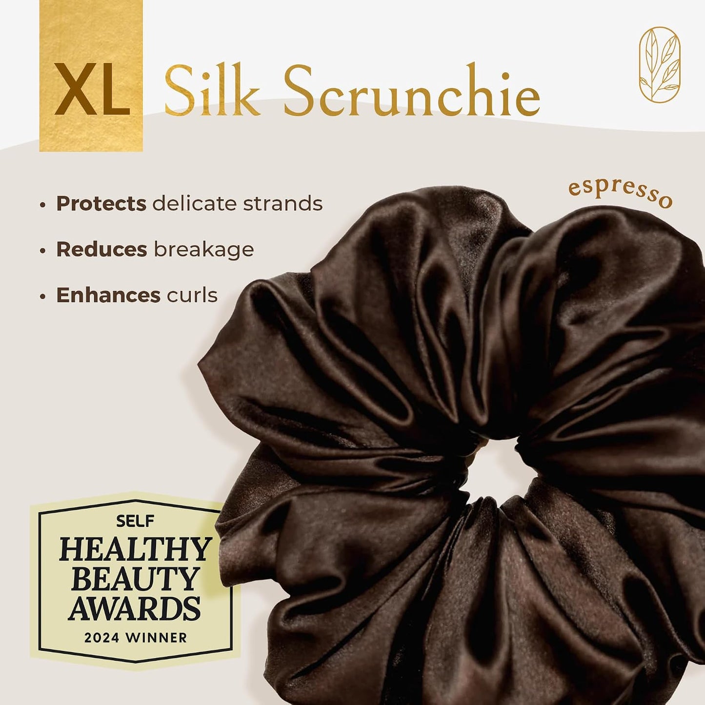 Silk Scrunchies for Women Ponytail Holders – Oversized Mulberry Silk Scrunchies – Extra Large No Damage Hair Ties for Curly, Thick, and Thin - Hair Accessories for Women – Black, XL By Curlfriend