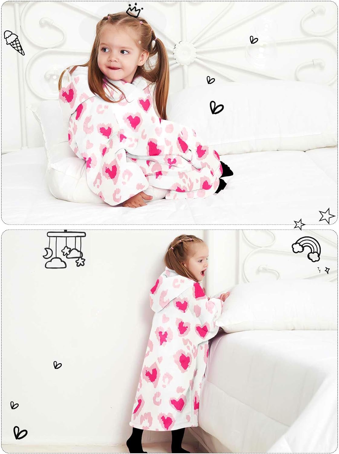 KFUBUO Wearable Blanket Hoodie for Adults Sherpa All Patterns Cat Oversized Sweatshirt Blanket with Pockets for Women