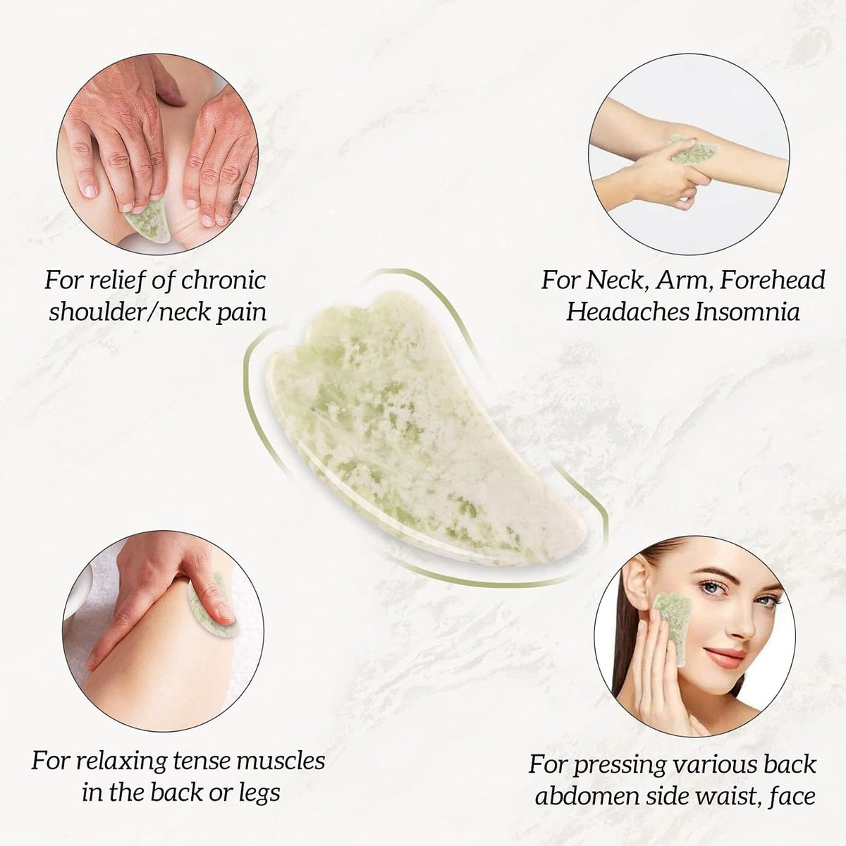 Jade Roller for Face, Facial Roller Massager Skin Care Tool, Gua Sha Facial Tools for Face, Neck, Eyes, Reduce Puffiness of The Skin - White