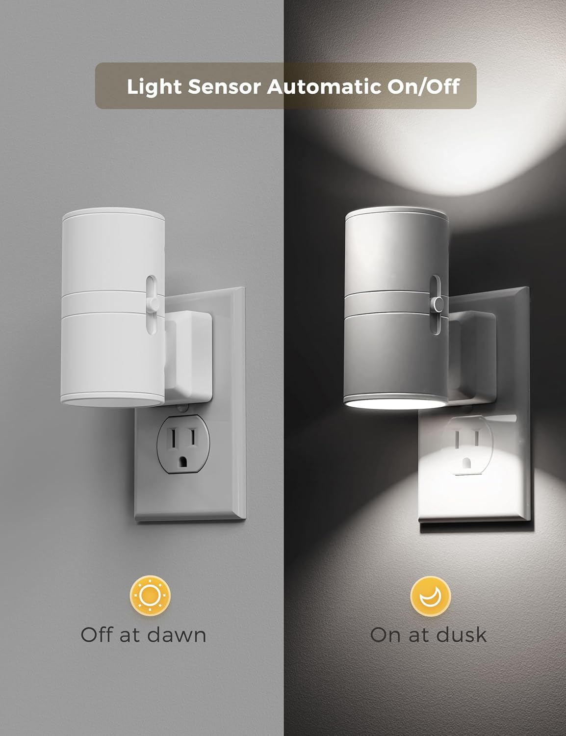 L LOHAS LED Night Light, Amber Nightlight, Dimmable Night Light 100LM, Light Sensor, Yellow Nightlight, Sleep Light for Kids, Soft & Warm Light for Bedroom, Hallway, Bathroom, 2 Pack