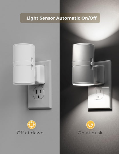 L LOHAS LED Night Light, Amber Nightlight, Dimmable Night Light 100LM, Light Sensor, Yellow Nightlight, Sleep Light for Kids, Soft & Warm Light for Bedroom, Hallway, Bathroom, 2 Pack