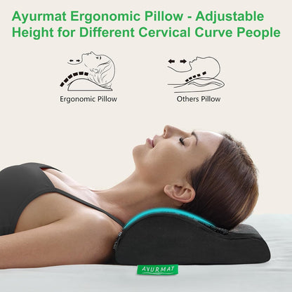 Acupressure Mat and Pillow Set - Full Body Pro Kit for Stress Relief, Muscle Relaxation & Pain Relief - Natural Eco-Friendly Linen & Coconut Fiber Mat - Includes Carrying Bag (Black)