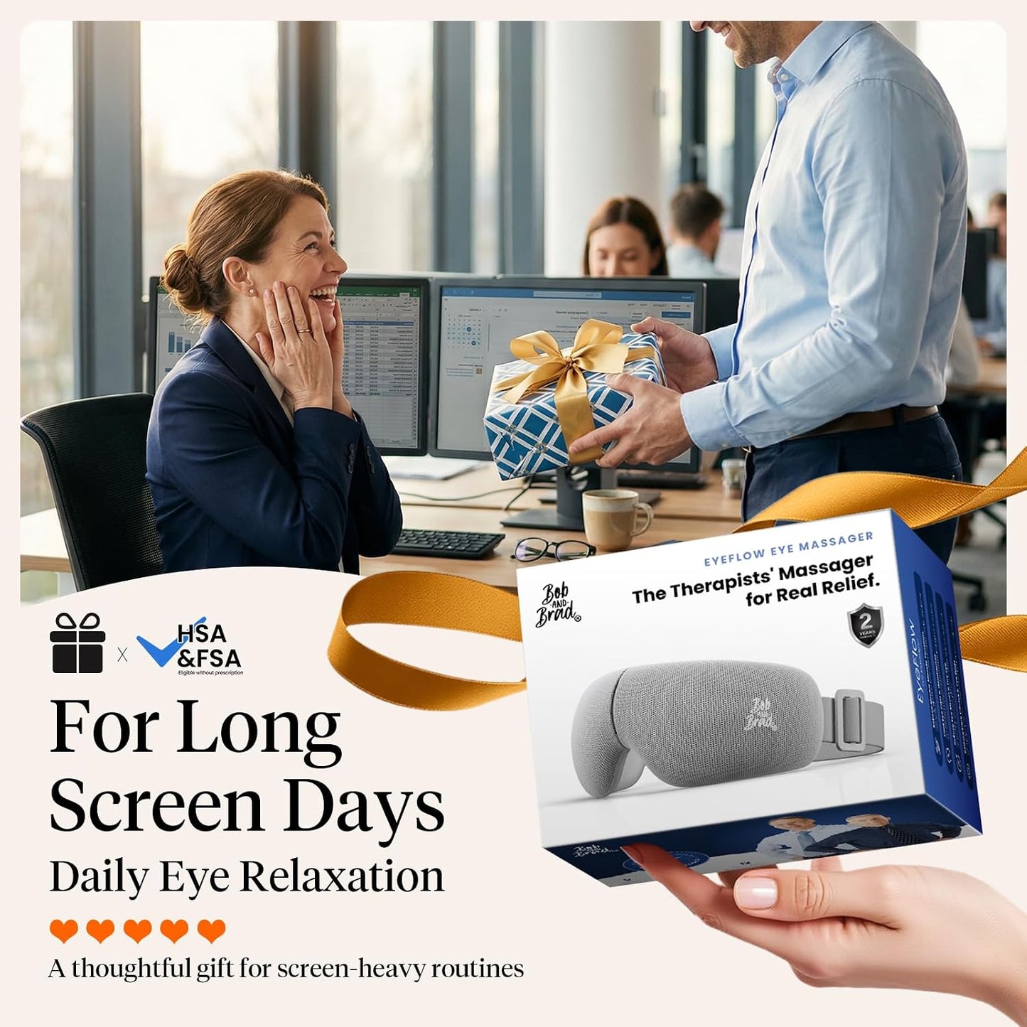 BOB AND BRAD EYEFLOW Eye Massager with Chip Cooling&Heat, FSA Eligible&HSA