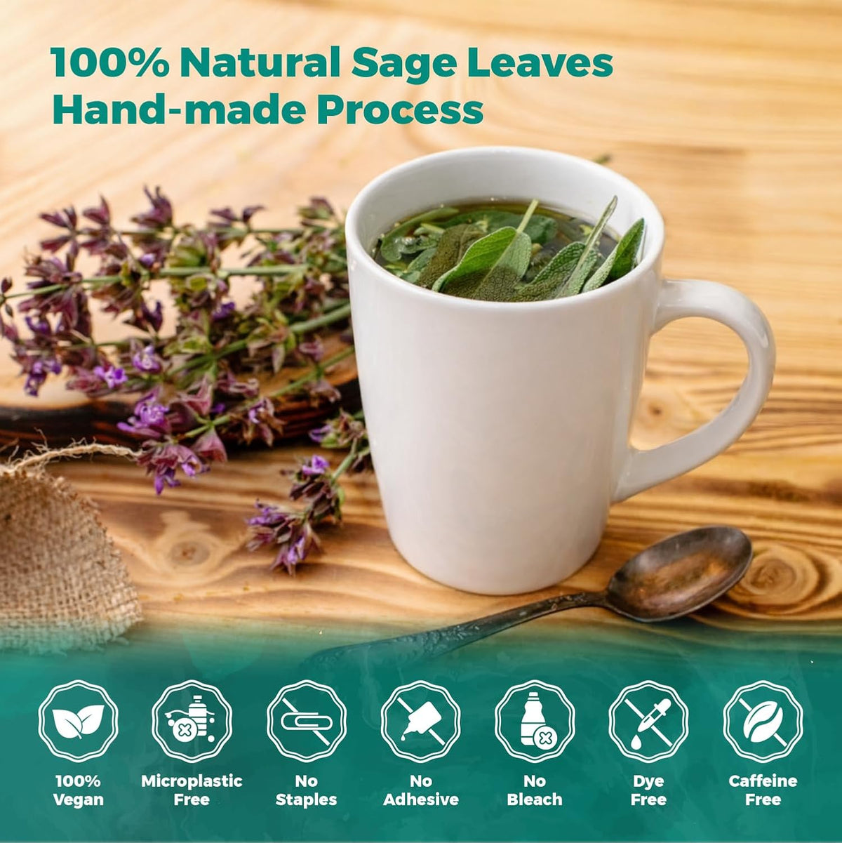 Lavitali, Sage Leaves Tea Bags | 120 bags, 100% Pure Herbal Tea | Caffeine-Free, Antioxidant-Rich, Eco-Friendly Filter Bag | Daily Natural Botanical, Hot or Iced Herbal Infusion