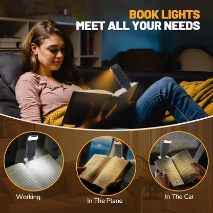 Book Reading Light Rechargeable Clip on Book Lamp with 3 Color Temperatures