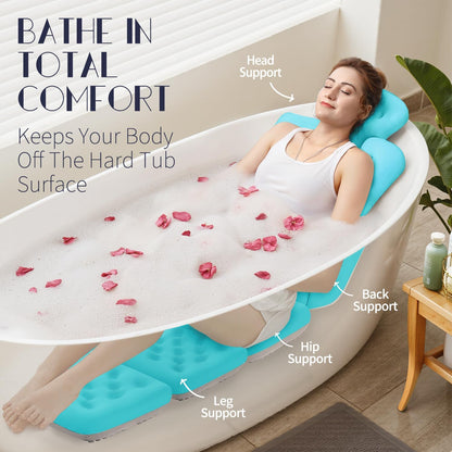 Full Body Bath Pillow for Bathtub, Thick Bathtub Cushion, Luxury Tub Pillow for Bath for Headrest Neck and Back Support White 51" x 16"