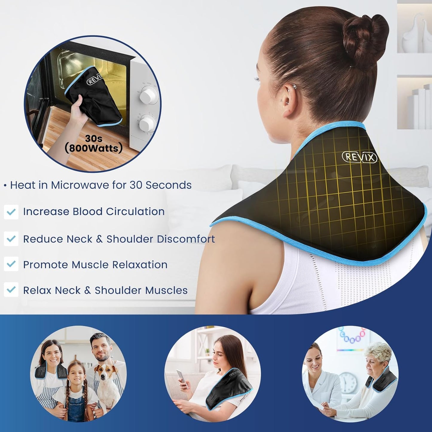 REVIX Neck Ice Pack Wrap – Reusable Hot Cold Gel Pack for Neck and Shoulder, Large Flexible Design with Soft Plush Lining, Cervical Gel Ice Wrap Ideal for Post-Workout Recovery, Fatigue & Relaxation
