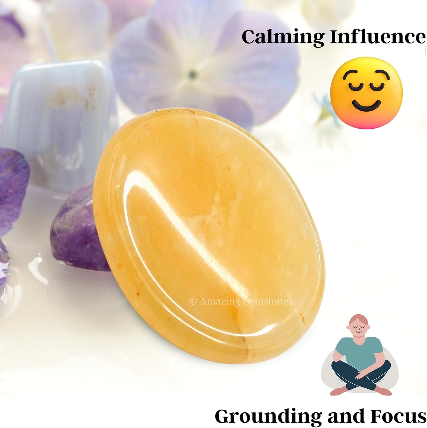 Amazing Gemstone Labradorite Thumb Worry Stone, Anxiety Stone, Healing Crystals - Piedra Crystal Fidget for Gift, Meditation, Calming, Relaxation, Stress Relief - Colors C