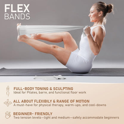 PhysKcal Pilates Kit, 15-Inch Pilates Ring with 1x Pilates Ball & 5X Bands | Aesthetic Home Pilates Equipment Set, Essential Kit for Beginners in Minimalist Style. Comes in Premium Packaging