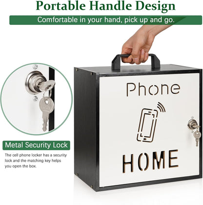 Wooden Phone Lock Box,Adjustable 33 Slots Cell Phone Holder Classroom