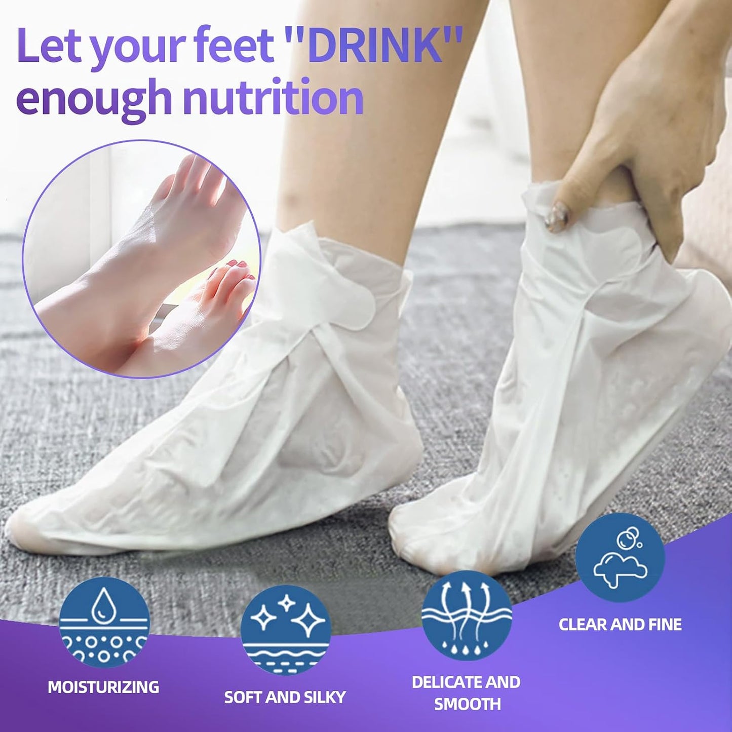3 Pcs Foot Peeling Mask & 5 pcs Moisturizing Foot Mask ,Exfoliator Peel Off Calluses Dead Skin Callus Remover, Dry Skin Moisturizer for Soft Smooth Touch Feet,Foot Care Spa Peeling Gifts for Women Men
