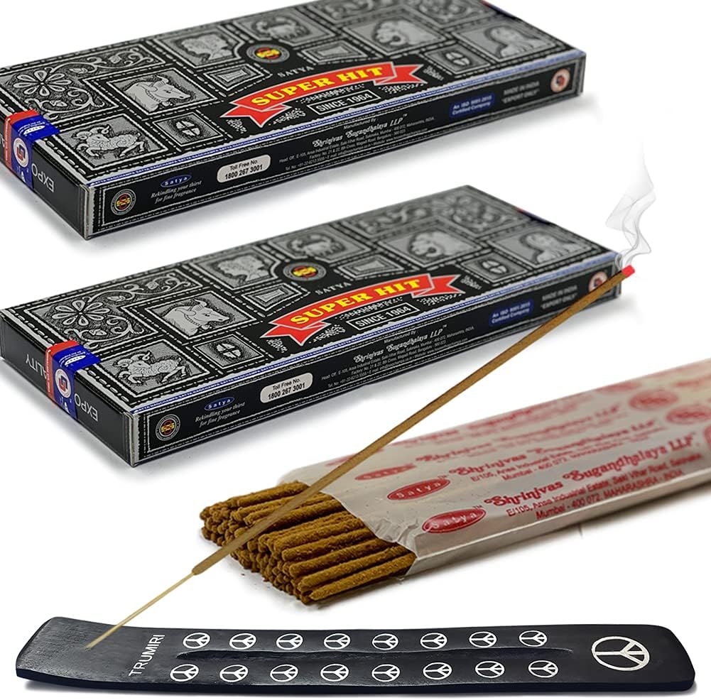 TRUMIRI Incense Stick Holder Bundle with Satya Sai Baba Nagchampa 250g Bulk Incense Sticks Nag Champa Agarbatti - Pack of 1 (Approx 250 Insence-Sticks)
