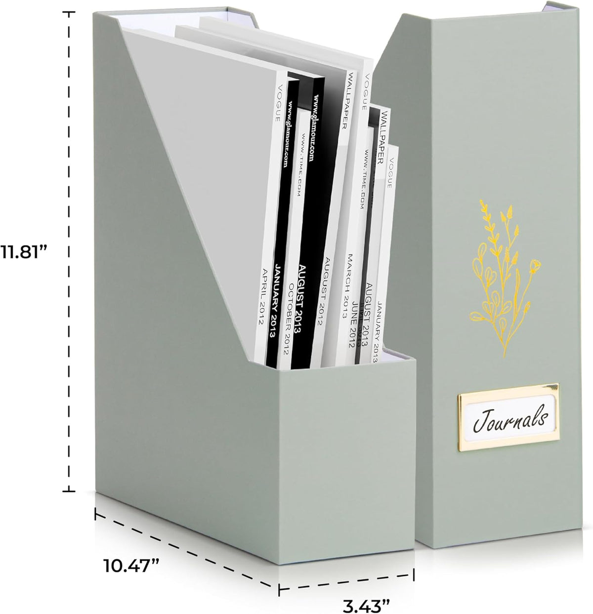 Beautiful Magazine Holder Set of 3 - Sturdy File Holder for Desk or Shelves