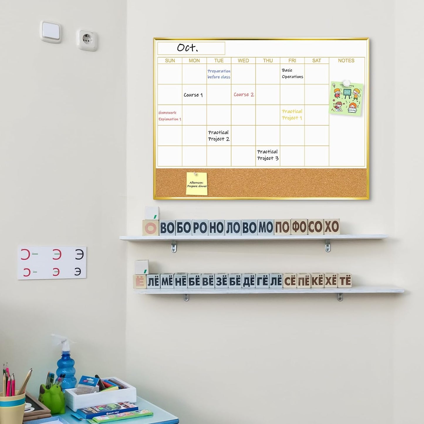 Dry Erase Calendar Whiteboard, 24''x18'', Monthly White Board Planner