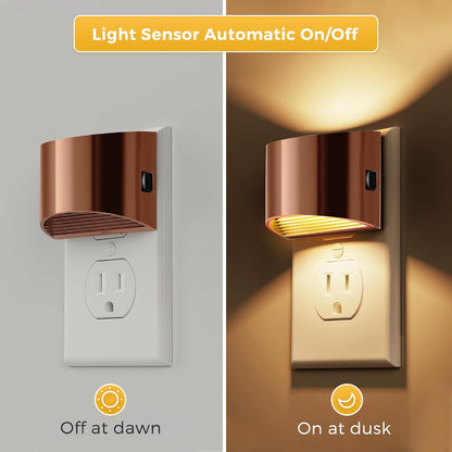 L LOHAS LED Night Light, Night Lights Plug into Wall with Dusk to Dawn Sensor, 3 Brightness Level, 2 Pack, 1600K Amber, White Housing