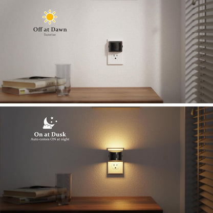 JandCase Night Light, Modern Night Lights Plug into Wall,2 Pack Dusk to Dawn Sensor Nightlight, Amber Brightness Adjustable Nightlight for Kids Bathroom Hallway Kitchen Bedroom Decor
