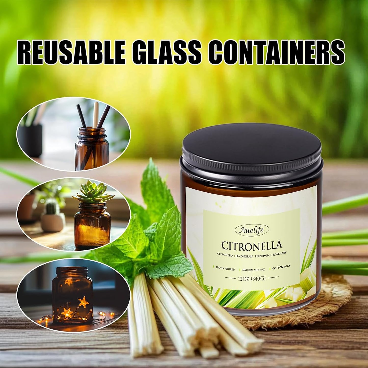 Scented Candles Set | Men Candle Set, Scented Candles for Home, Gifts for Men Aromatherapy Gift Set - 4 Pack Manly Gifts for Dad Fathers Day, Soy Candle of Leather/Smoke & Vanilla/Oak/Lavender