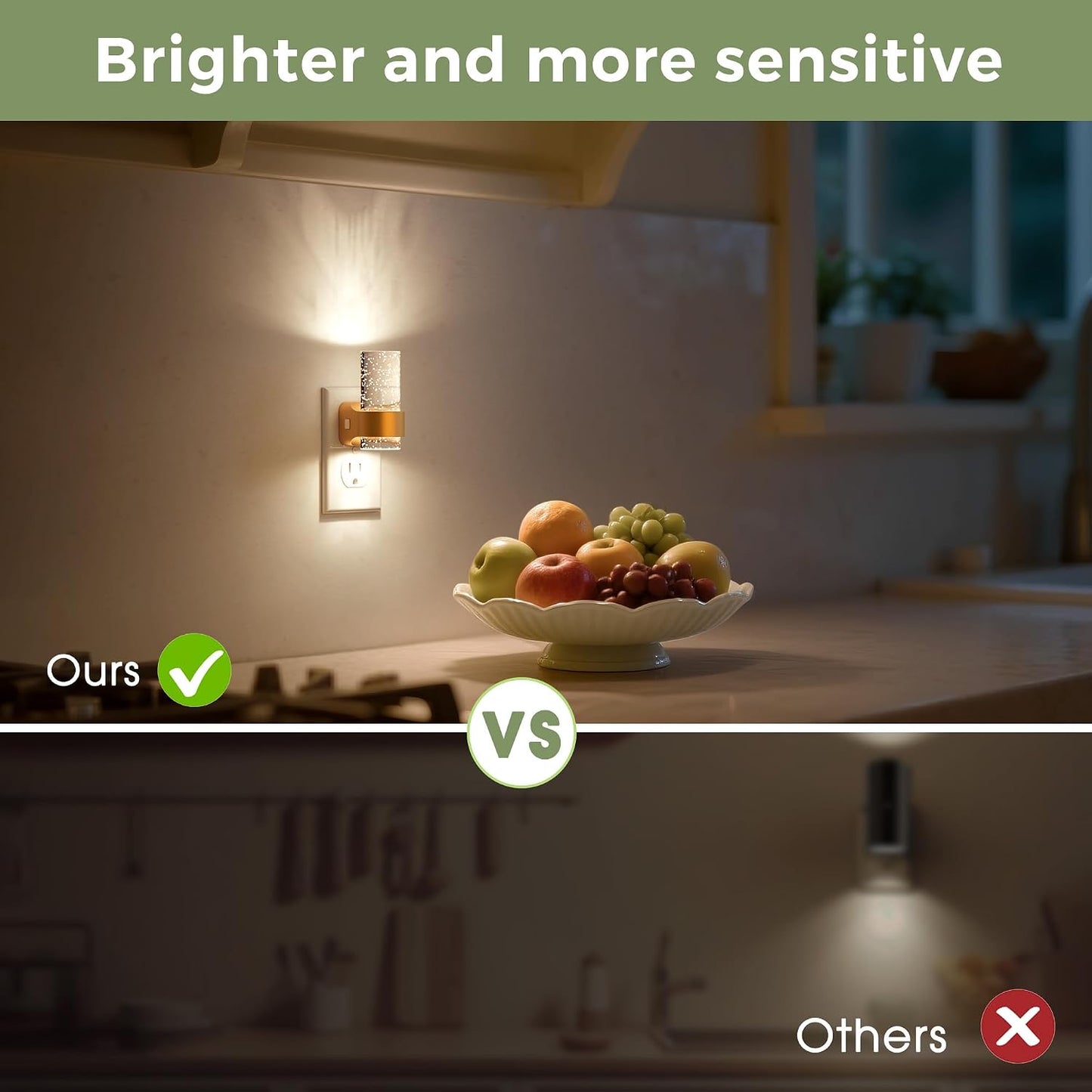 L LOHAS LED Night Lights Plug into wall, Amber Night Light with Adjustable Brightness, Plug in NightLight with Auto Light Sensor, Wall Sconce-Style Design Night Light for Bathroom,Hallway, 2 Pack