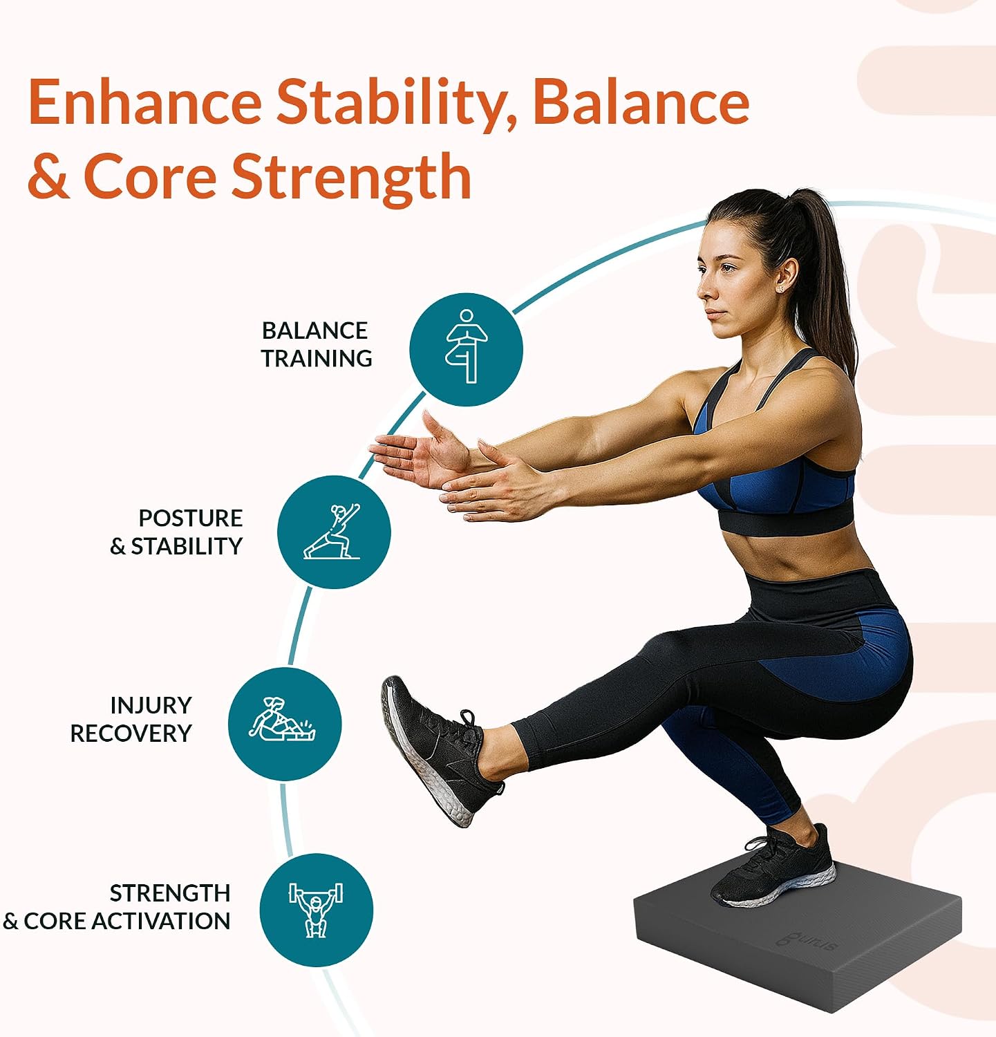 Gurus Balance Pad – High-Density Foam Balance Pad Physical Therapy for Stability & Strength, Exercise Foam Pad for Balancing, Non-Slip Lightweight Trainer for Home Gym & Rehab (Blue)