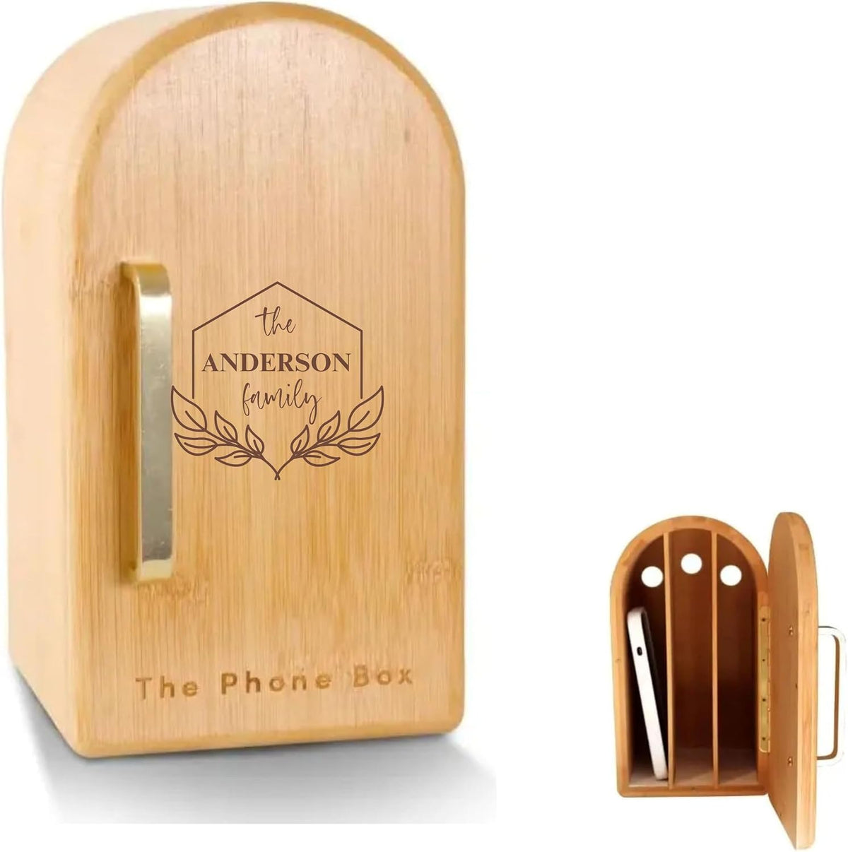 Personalized Wooden Phone Box, Custom Phone Box Lock, Phone Holder for Quality Family Time, Phone Stand, Holds up to 6 Phones