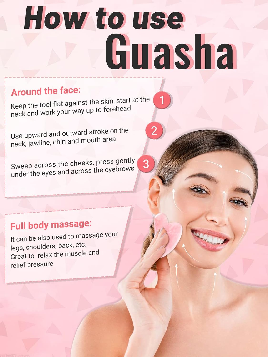 Deciniee Gua Sha Face Roller Tools: Jade Roller Facial Tools for Skin Care - Facial Massager for Face, Eyes, Neck, Relieve Fine Lines and Wrinkles