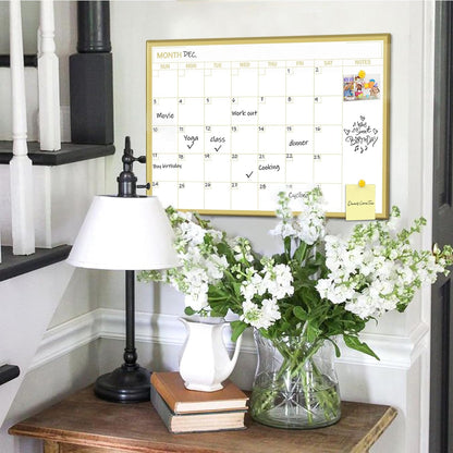 Gold Weekly Dry Erase Board for Wall,12"x16",Gold Metal Frame Weekly Planner Whiteboard for to Do List, Memo, School, Home, Office, Kitchen-GZ