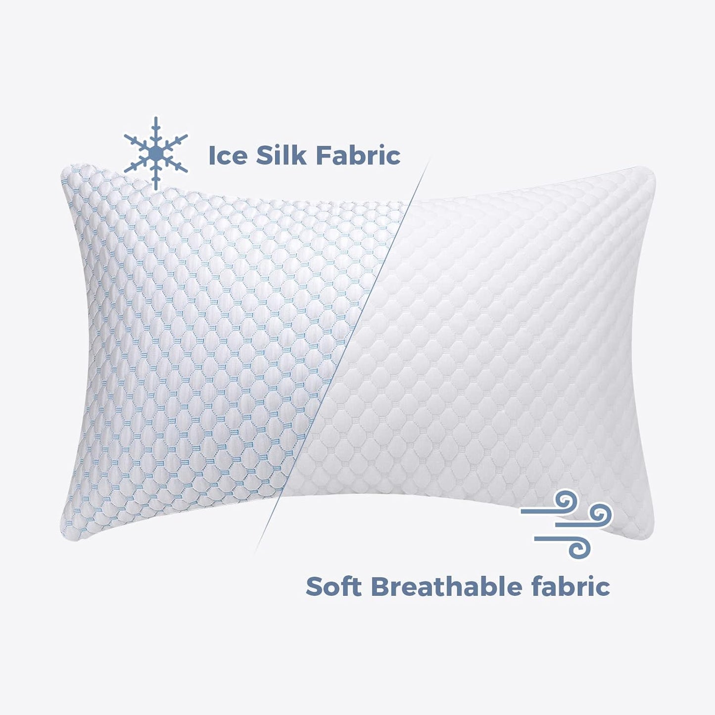 OSBED Shredded Memory Foam Pillows Queen Size Set of 2 | Neck pain relief, supportive, odorless, cooling pillow, adjustable, washable, CertiPUR-US hypoallergenic adult pillow
