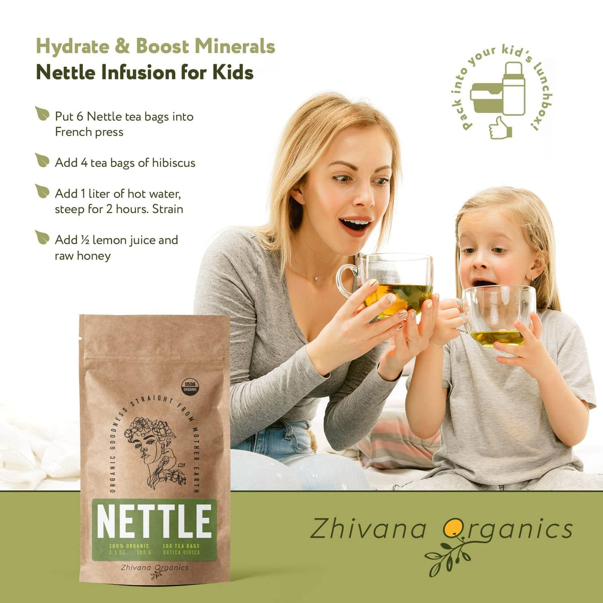 Nettle Tea Organic (100 Tea Bags) - Te de Ortiga - Digestion, Fluid Balance
