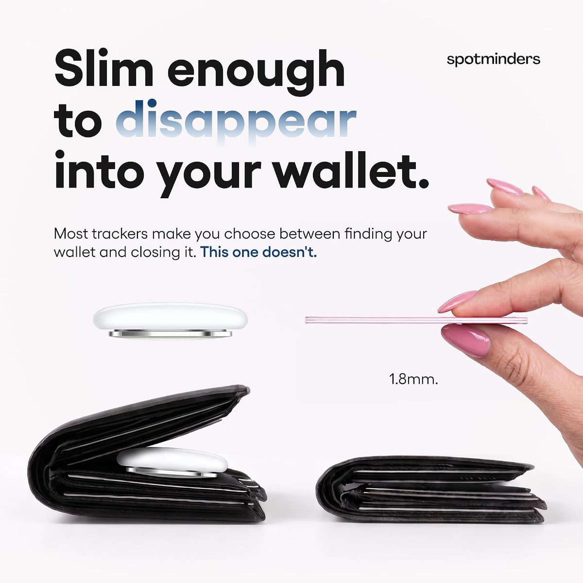 SPOTMINDERS Apple MFi Certified Wallet Tracker PRO Works with Apple Find My IP68 Rechargeable Tracking Card for Wallet Luggage Passport 0.07in Slim Credit Card Design Item Finder