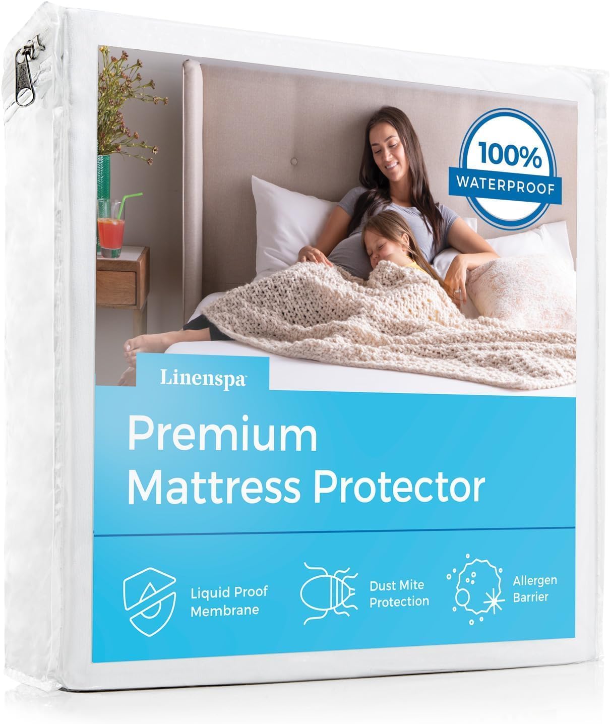 Linenspa Waterproof Mattress Protector — Breathable, Noiseless, Full